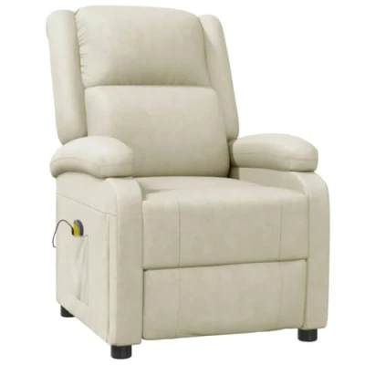 Imagen de vidaXL Sillón de Masaje Cuero sintético Crema