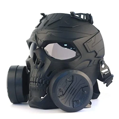 Imagen de máscara de Paintball, táctica Estilo Gas maniquí Cara Completa Skull CS con turbofan Doble para el Disfraz Juego Guerra rol Halloween