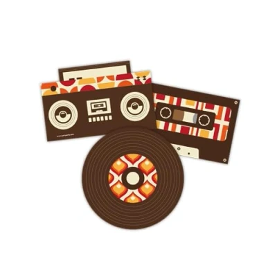 Imagen de PD Party 7019608 Temática Especial Decoración Señales Cardboard Window Signs Ventana 70&#039;s, Oro/Negro, 50cm Longitud x Ancho 0.1cm Altura