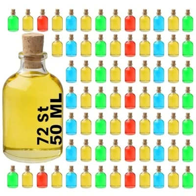Imagen de casavetro mini botellas de cristal con corcho, 50 ml, 72 unidades, pequeñas para rellenar, TR, licor transparentes (72 x ml corcho)