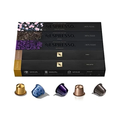 Imagen de Nespresso Original Cápsulas de Café, 50 (10 Roma, 10 Arpeggio, Volutto, Cossi &amp; Tokio Lungo) para Máquina Cafetera, Tuestes Variados.