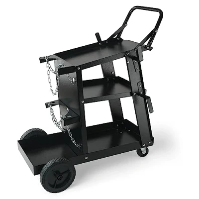 Imagen de VEVOR Carro de Soldadura 3 Niveles Estación 181,4 kg Capacidad Carga Ruedas 360 Cadenas Depósitos Seguridad MIG para Taller TIG ARC MMA Plasma