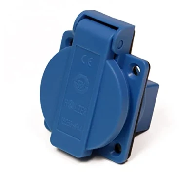 Imagen de HOLZER 8 enchufes empotrables Schuko 16 A para ambientes húmedos/PA6/+ junta de brida (azul)