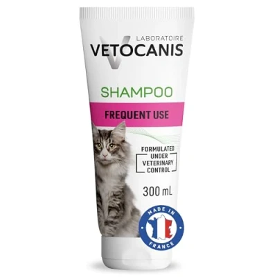 Imagen de Vetocanis Champu para Gatos Dermoprotector a Base de Glicerina Vegetal 300 ml Uso Frecuente Fragancia Flor Lotus Respeta la Piel y el Pelo su Gato Fabricado en Francia