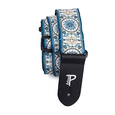 Imagen de Perri&#039;s Leathers Ltd. Correa de guitarra Nylon Jacquard The Hope Collection Mandala Azul Ajustable Para guitarras acústicas/bajas/eléctricas Fabricada en Canadá (TWS 6806)