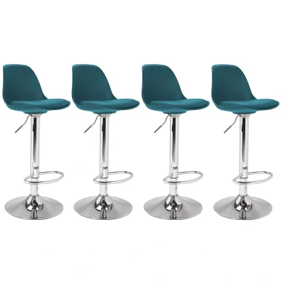 Imagen de IDMarket Juego de 4 taburetes bar Karl Design azul pato
