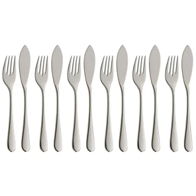 Imagen de WMF Merit Cromargan protect cubiertos de pescado 12 piezas para 6 personas, acero inoxidable pulido, resistente a los arañazos, apto lavavajillas