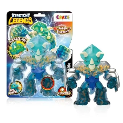 Imagen de CRAZE Legends Stretchy Battlehorn Figuras Elásticas De Acción para Niños, Superhéroes Coleccionar con Relleno Slime, 6 Dinosaurios Diferentes