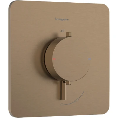 Imagen de hansgrohe Ecostat Comfort Q termostato para ducha empotrado, grifo con botón de seguridad (SafetyStop) a 40 C, mezclador 1 función, bronce cepillado, 33712140