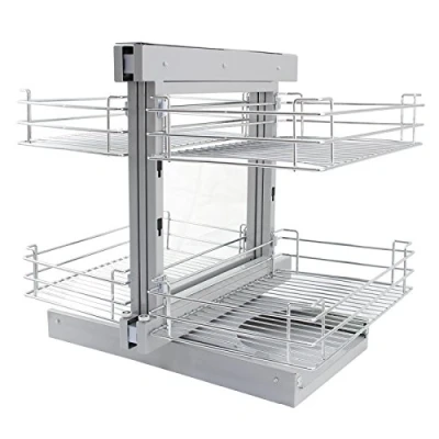Imagen de 4 Cestos de Acero Inoxidable para Mueble Rincón Ciego 90 100cm, Mano Derecha con Cierre Suave Armario Cocina, Lavadero, Capacidad 60 80kg