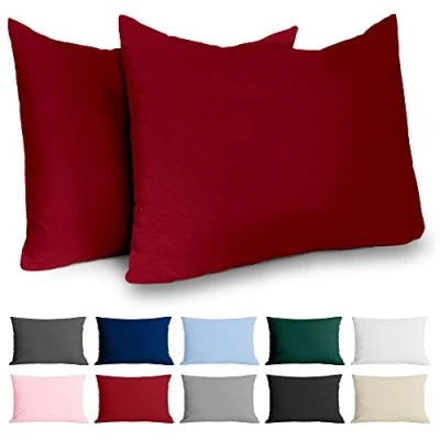 Imagen de Dreamzie Funda Almohada 60x40 Algodón Reforzado (Pack de 2) Burdeos Tela Apretada 57 Hilos/cm² 40 x 60 Certificación Oeko Tex