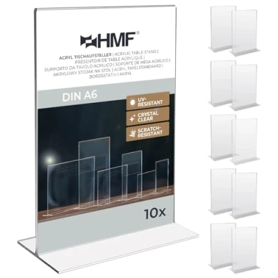 Imagen de HMF 46920 Soporte de Sobremesa recto Acrílico 10 Piezas DIN A6 Vertical Transparente