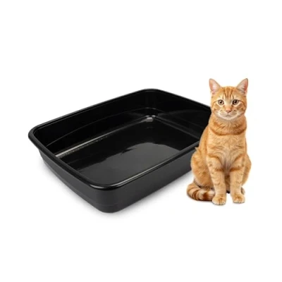 Imagen de Ferplast Arena para Gatos, Inodoro Abierto Mascotas, con Bordes Altos, 49,5 x 64,5 h 14,5 cm, Gatos Grande NIP 30, Negro