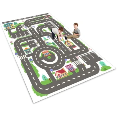 Imagen de ZFHNYJWKL Alfombra Coches Infantil de Juego Carretera, Juegos, HabitacióN Road Playmat para Jugar con y Juguetes(F,80X120CM)