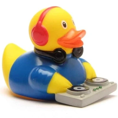 Imagen de Duckshop pato de baño Discjockey DJ I chirrido L: 10,5 cm Incluye llavero en set