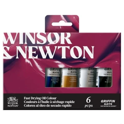 Imagen de Winsor &amp; Newton 1990151 Óleo Griffin Alkyd, Colores al óleo de secado rápido Set Principiantes, 6x 37ml