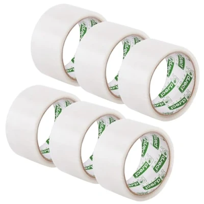 Imagen de D.RECT Cinta Embalar Transparente 50m x 48mm Adhesiva Universal para Ideal Paquetes y Cajas de Envío Embalaje, Paquete 6 Rollos