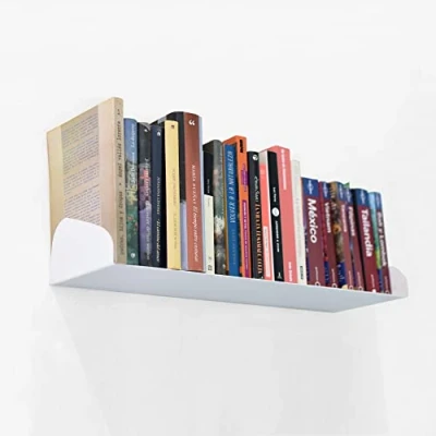 Imagen de MILUKA Libreria Estanteria Pared Blanca Estante Libros 60 cm Cocina y Salon Soporte a Invisible Baldas Flotantes para Organización, Decoracion Hogar 2 ud, Blanco