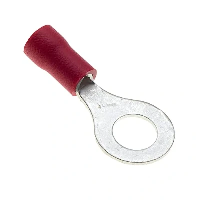 Imagen de Terminal De Anillo Paquete 100, Rojo, 6mm, 25A, 22 16 AWG Conectores Termorretráctil, Cobre Estañado, Terminales Cable Aislado