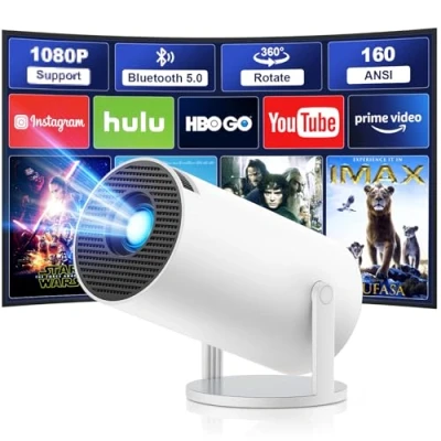 Imagen de Proyector 4K 1080P Mini con WiFi y Bluetooth 5.0, Admite Rotación de 180 Keystone Automático Portatil, Android 11, Proyectores para Cine Casa
