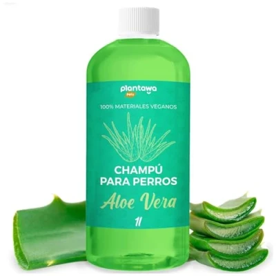 Imagen de PLANTAWA Champú para Perros Aloe Vera 1L Champu Perro Pieles Sensibles y Dermatitis Acción Anti Irritaciones Sin alérgenos, parabenos, 100% Vegano con Extractos Naturales