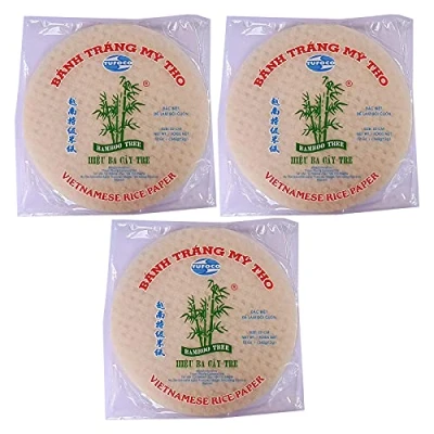 Imagen de rollo de papel arroz vietnamita redondo, 22 cm, 340 g, verano Goi Cuon Banh Trang Fresh Spring Roll Pack 3