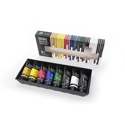 Imagen de Liquitex BASICS, Set de pintura acrílica Studio, 8 tubos 75ml, colores surtidos