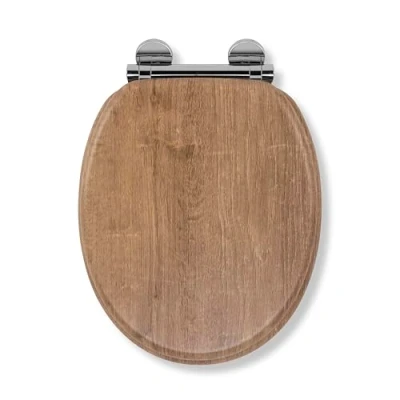 Imagen de Croydex WL602086H Flexi Fix Ontario Always Fits Never Slips Asiento de inodoro antibacteriano, cierre suave, madera, efecto teca, 45 x 37,8 6 cm