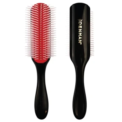 Imagen de Denman Curly Hair Brush D4 (Black &amp; Red) 9 Row Styling Brush, Smoothing Longer and Defining Curls For Women Men