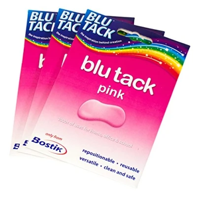Imagen de [Pack de 3] Bostik Blu Tack Paquete adhesivos pegajosos Putty 48 g., reutilizables., color rosa Each pack is approx 48g