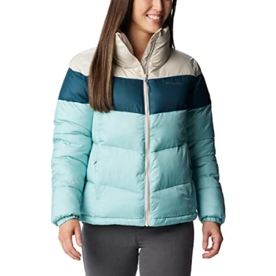Imagen de Columbia Puffect Color Blocked Jacket Chaqueta, Mujer, Aqua Haze, Ola Nocturna, Piedra Oscura, S