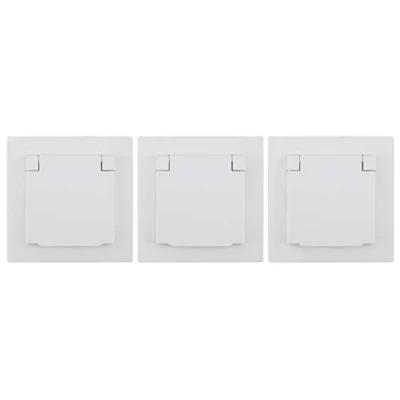 Imagen de MC POWER Juego de 3 enchufes protección contacto empotrado, IP44, FLAIR 250 V /16 A, tapa plegable, color blanco mate