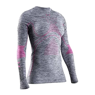 Imagen de X Bionic Energy Accumulator 4.0 Melange Shirt Round Neck Long Sleeves Women Capa De Base Camiseta Funcional, Mujer, Grey Melange/Pink, XS