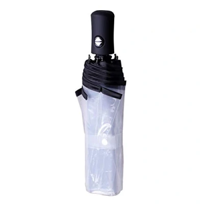 Imagen de paraguas plegable transparente de cierre automático, ligero 8 varillas, viaje resistente al viento para mujeres y niñas (negro)