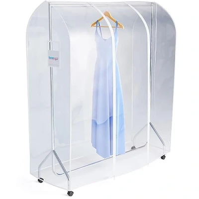 Imagen de Hangerworld Funda Protectora Perchero Burro Portátil 152cm Transparente Cremallera Doble Bolsillo Documentos
