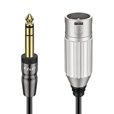 Imagen de J&amp;D 1/4 a XLR Cable de micrófono, Concha Cobre 6,35 mm (1/4 Pulgada) TRS Macho Cable, 1,8 Meter