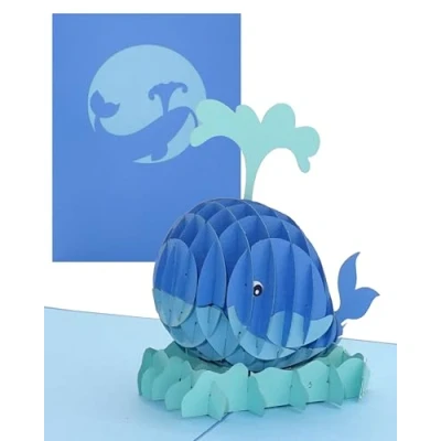 Imagen de tarjeta de cumpleaños 3D &quot;ballena, rey los mares&quot;, gran pop up con sobre como felicitación, invitación, decoración, idea regalo