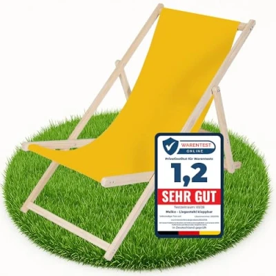Imagen de Melko Tumbona plegable de madera para jardín, color amarillo