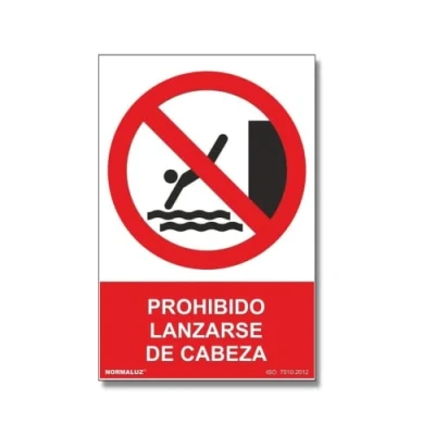 Imagen de Señal de prohibido lanzarse cabeza sekureco