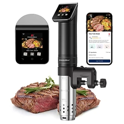 Imagen de KitchenBoss Wifi Roner Cocina Baja Temperatura: G330 WLAN Sous Vide Roner, 1100W,Inmersión a Prueba de Agua IPX7 Circuladores Control APP y Temperatura Precisión TFT táctil Muy tranquilo