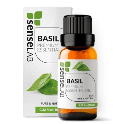 Imagen de SenseLAB Aceite Esencial de Albahaca Natural 100% Puro Grado Terapéutico para Difusor Aromaterapia y Humidificador la Concentración Relajación (10 ml)