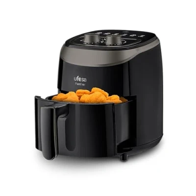 Imagen de Ufesa Panther, Freidora Aire Sin Aceite de 3.5L, 8 Programas, 1200 W, Temporizador, Temperatura 80ºC 200ºC, BPA ni PFOA, Cubeta y Bandeja Anti Adherentes, Negro