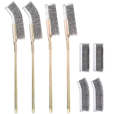 Imagen de Mini Cepillos Alambre,Xiuyer 8Pcs Acero Inoxidable Metálicos Profesionales Set Curvo Recto para Limpieza Escoria Oxido Polvo