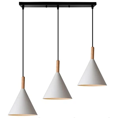 Imagen de E27 Lámparas Colgantes 3 Luces Lamparas de Techo Metal para Bombilla LED Pantallas Ø19 cm Iluminación Colgante 60W 220V (Blanco (Accesorios Negros))