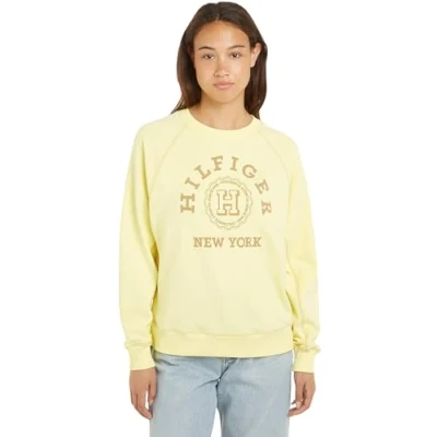 Imagen de Tommy Hilfiger REG Varsity Raglan Sweatshirt WW0WW41239 Sudaderas de Peso Pesado, Amarillo (Yellow Tulip), L para Mujer