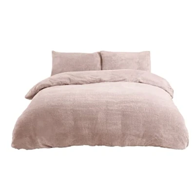 Imagen de Sleepdown Juego de Funda edredón Forro Polar con Fundas Almohada, térmica, cálida, súper Suave, King, Color Rosa Rubor