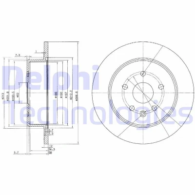 Imagen de DELPHI BG3907 Disco de freno 307 12 5 macizo aceitado sin procesar cojinete rueda, anillo sensor ABS LEXUS: IS I Berlina, Sportcross