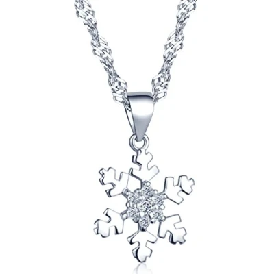 Imagen de Infinite U Classic 925 plata de ley cúbicos Zirconia copo nieve colgante collar con cadena 18 &quot;para las niñas/mujeres