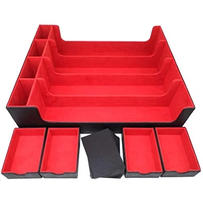 Imagen de docsmagic.de Premium 4 Row Trading Card Storage Box Black/Red + Trays &amp; Divider MTG PKM YGO Caja de Almacenaje Negra/Roja