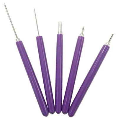 Imagen de ODETOJOY ranurado herramientas principiante punzón DIY Origami de papel para filigranas Rolling bolígrafo Quilling ranuradas con cabeza acero inoxidable (Pack 5)